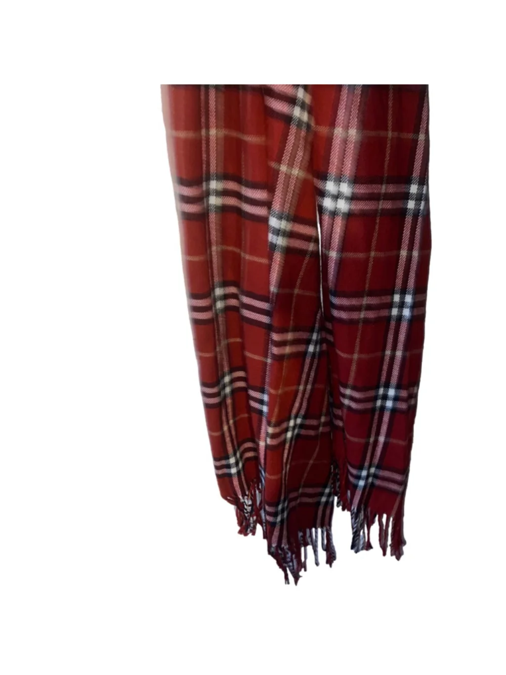 Women's Toffee & Apple Red Plaid Tartan Scarf with Fringe